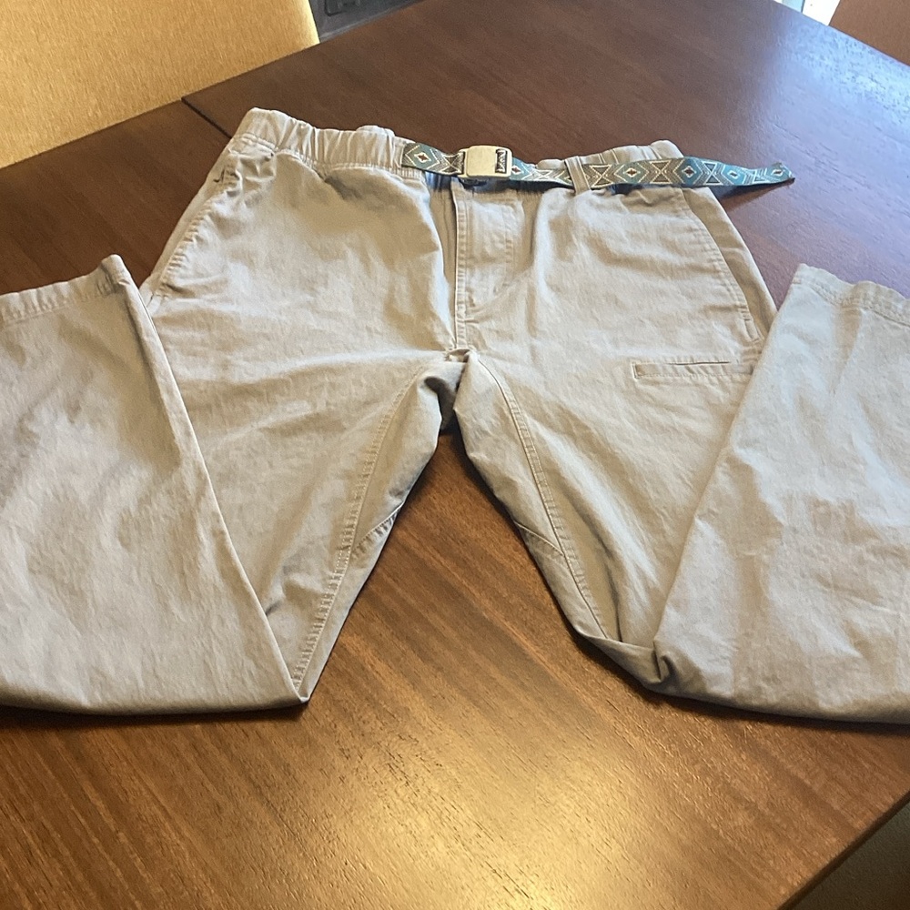 Kavu Light Gray Men's Pants with Patterned Belt